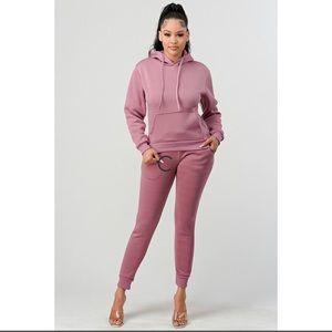 2Pc Fleece Kangaroo Hoodie Set